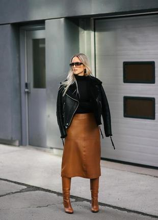 Кожаная стильная юбка aigner, 💯 кожа!