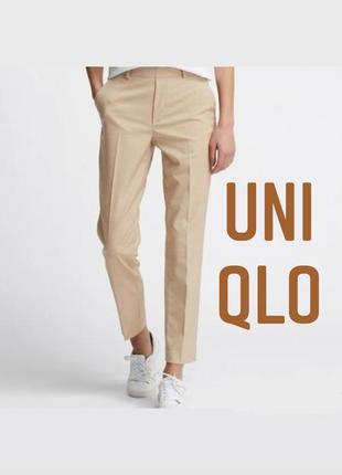 Uniqlo бежевые хлопковые укороченные брюки чиносы1 фото