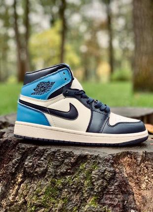 Nike air jordan 1 high retro blue брендові блакитні високі кросівки найк джордан трендові високі блакитні кросівки