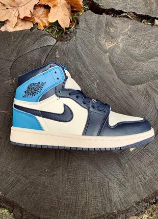 Nike air jordan 1 high retro blue брендовые голубые высокие кроссовки найк джордан трендові високі блакитні кросівки9 фото