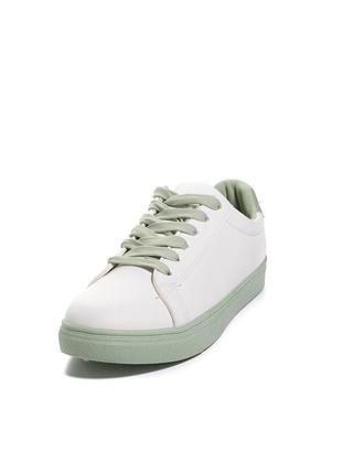 Белые кеды на зелёной подошве кроссовки2 фото