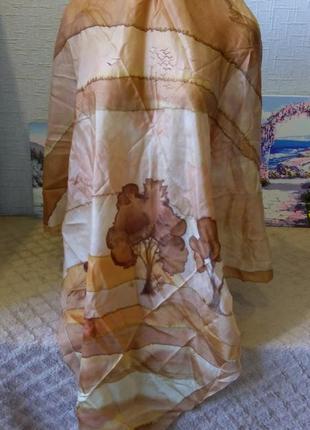 Большой шелковый платок ручная роспись в технике тай дай и батик1 фото