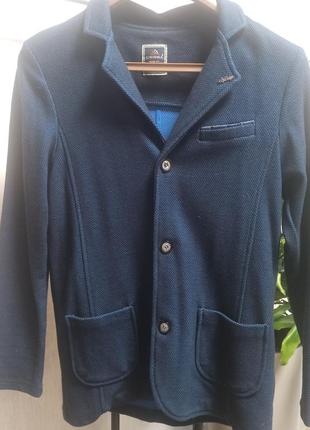 Трикотажный пиджак/ жакет/ синий на рост- 164.