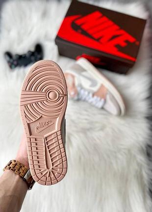 Nike air jordan 1 Weekend mid milan брендовые высокие женские кроссовки серые персиковые найк джордан трендовая модель круті жіночі високі кросівки9 фото