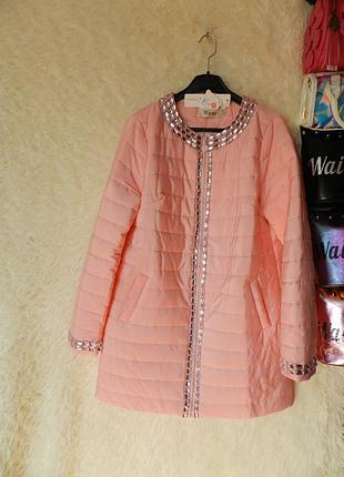 ✅ пальто куртка с камнями рр 46-48  осень