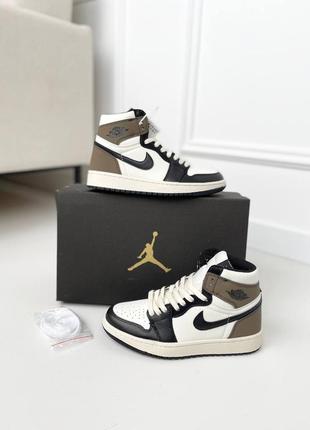 Nike air jordan 1 retro high dark mocha брендовые женские высокие коричневые кроссовки джордан найк трендові високі коричневі жіночі кросівки8 фото