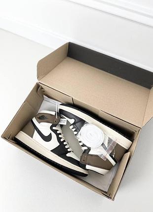 Nike air jordan 1 retro high dark mocha брендовые женские высокие коричневые кроссовки джордан найк трендові високі коричневі жіночі кросівки9 фото