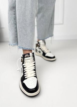 Nike air jordan 1 retro high dark mocha брендовые женские высокие коричневые кроссовки джордан найк трендові високі коричневі жіночі кросівки4 фото