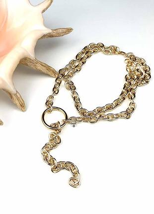 Масивний подвійний ланцюг ланцюжок під золото з кільцем, 50 грам3 фото