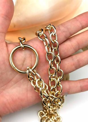 Масивний подвійний ланцюг ланцюжок під золото з кільцем, 50 грам5 фото