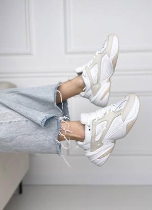 Nike m2k tekno phantom summit white жеские брендовые бежевые белые кроссовки найк трендовая модель круті бежеві білі кросівки весна осень