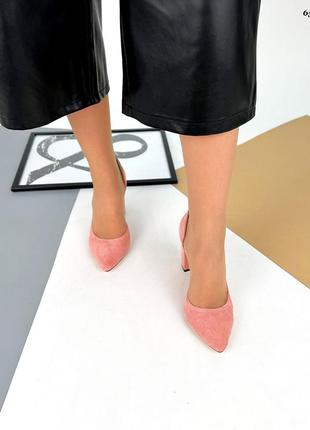 Туфли luxor на устойчивом обтяжном каблуке, пудра, натуральная замша3 фото
