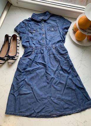 Джинсовое платье с застежкой впереди george на 10-11 лет5 фото