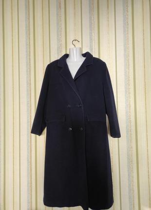 Пальто тёмно синего цвета из кашемира и шерсти1 фото