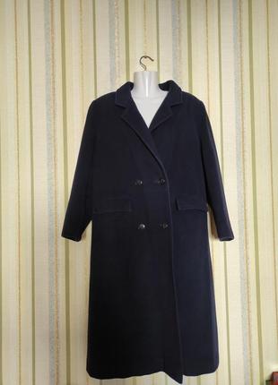Пальто тёмно синего цвета из кашемира и шерсти7 фото
