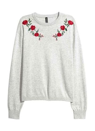 Модный сropp-свитер с вышивкой h&m s