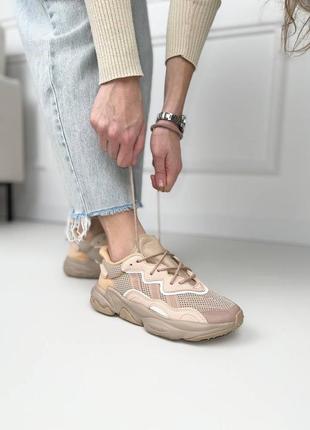 Adidas ozweego adiprene peach брендовые рефлективные женские персиковые кроссовки адидас тренд весна осень жіночі рефлективні персикові кросівки3 фото