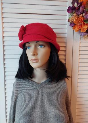 Красная шляпка 100%  шерсть весна ❤️ осень3 фото