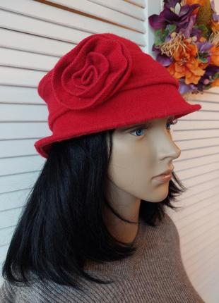 Красная шляпка 100%  шерсть весна ❤️ осень