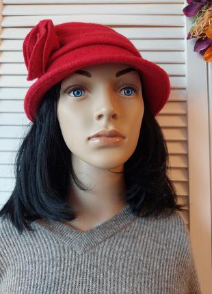 Красная шляпка 100%  шерсть весна ❤️ осень5 фото
