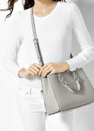 Сумка michael kors cynthia small синтія сіра міні.ексклюзивний колір silver і фурнітура1 фото