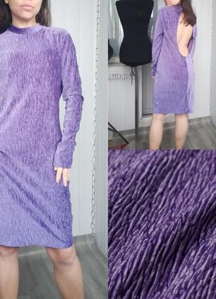 Платье фиолетового цвета из мятого велюра, h&m , 175/104 cm3 фото