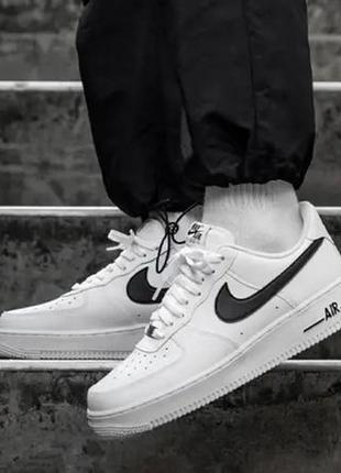 Кроссовки кожаные мужские белые найк кросівки шкіряні чоловічі nike air force 1 `07 р.44🇺🇸🇻🇳