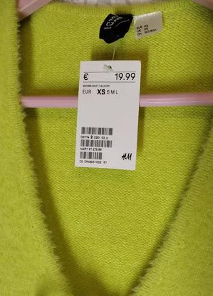 Кофтинка h&m, лаймового кольору, на зав'язочках, пухнаста.5 фото