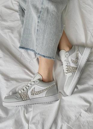 Nike air jordan 1 low premium elephant print брендовые женские серые кроссовки джордан крутая модель жіночі круті сірі кросівки найк