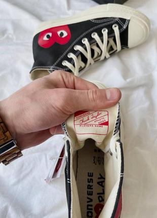 Comme des garçons play x converse high женские брендовые черные высокие кеды конверсы с сердечком трендовая модель чорні високі кеди5 фото