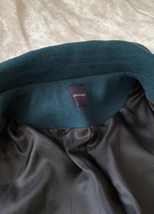 Шикарное качественное шерстяное изумрудное длинное пальто4 фото