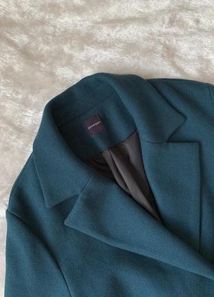 Шикарное качественное шерстяное изумрудное длинное пальто7 фото