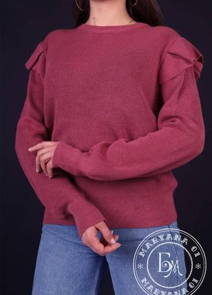 Стильный свитер с рюшами / лиловый4 фото