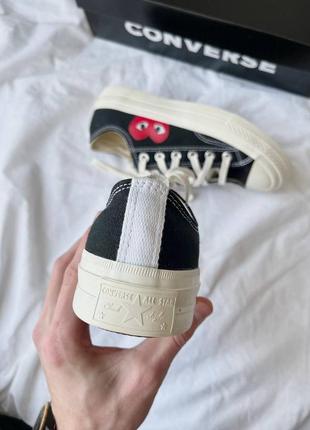 Comme des garçons play x converse low женские брендовые черные низкие кеды конверс с сердечком трендовая модель чорні низькі кеди5 фото