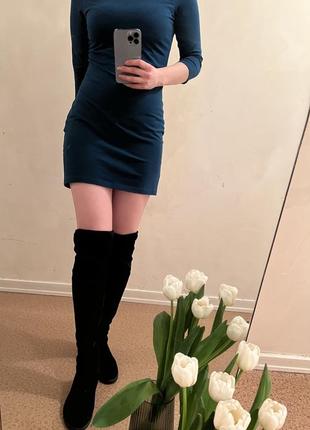 Синие платье по фигуре , короткое платье1 фото