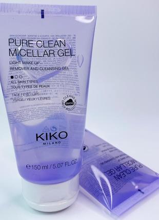 Очищающий мицелярный  гель для лица kiko milano pure clean micellar gel. кико милано2 фото