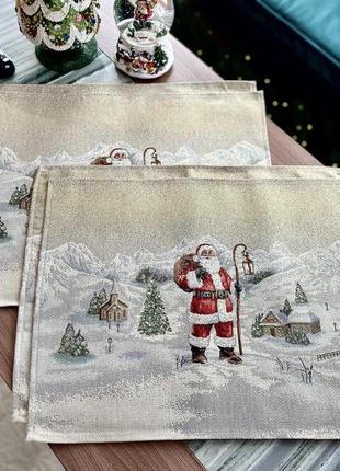 Серветка сервірувальна новорічна 37х49 див. гобеленова з золотим люрексом