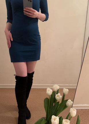 Синие платье по фигуре , короткое платье2 фото