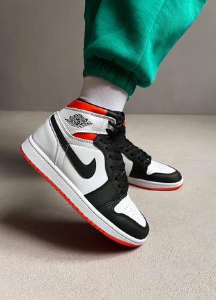 Nike jordan 1 retro black/orange брендовые высокие кроссовки найк джордан женские новинка трендовая модель круті високі кросівки весна осінь