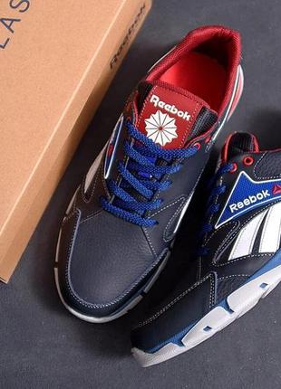 Мужские кожаные кроссовки reebok lather street style blue