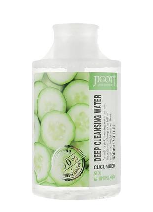 Глубоко очищающая вода с экстрактом огурца jigott cucumber deep cleansing water, 530 мл.