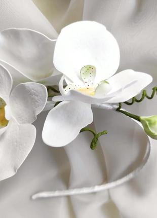 Обруч орхідея, ободок орхидея, обруч с оридеями, квіти із фоамірану2 фото