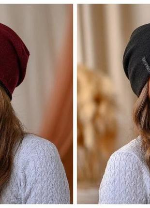 Двухсторонняя шапка "тандем" - 372-240 вишня-черный