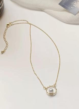 Цепочка ожерелье с жемчужной бусиной2 фото