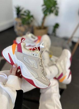 Nike m2k tekno beige red женские кроссовки 🆕 найк м2к текно