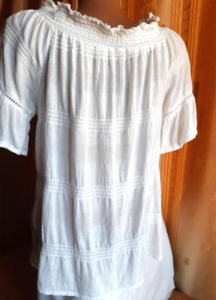 Красивая белоснежная блузка из прошвой/100% коттон/италия.4 фото
