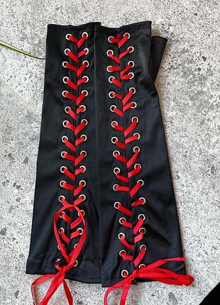 Рукавички шнурівка, атласний , митенка, без пальців