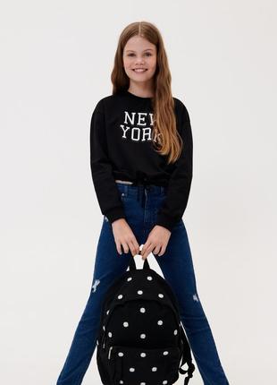 12 - 13 л 158 см фирменный укороченный батник свитшот смесового хлопка с низом на кулиске sinsay