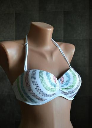 Купальник білий з стразами пуш ап push up