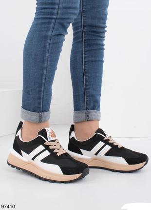 Стильные черные замшевые кроссовки на платформе толстой подошве модные кроссы